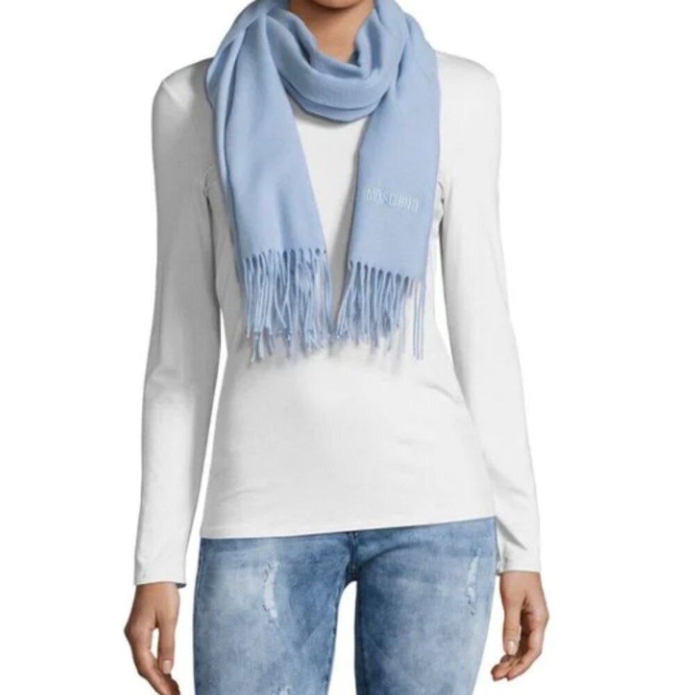 Moschino Fringe Merino Wool Scarf in